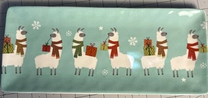 Pier 1 Imports fa la la lama 14x6 Ceramic tray Christmas Holiday Hors D’oeuvres - Picture 1 of 6