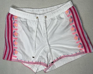Lilly Pulitzer Sz Small Katia Embroidered Shorts White Pink Summer Preppy Beach - Picture 1 of 12