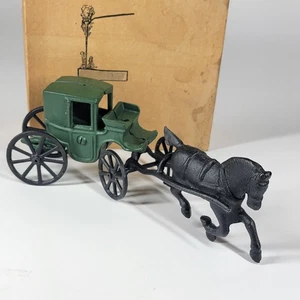 Cast Iron Horse Drawn Carriage Model Green/Black JM 187 with Box Home Decor - Picture 1 of 8