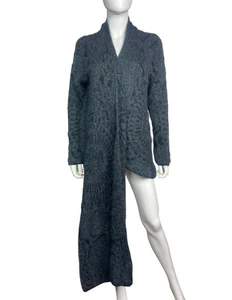 Suéter abierto Sarah Pacini para mujer O/S azul lana mohair tejido asimétrico artístico usado en excelente estado - Imagen 1 de 3