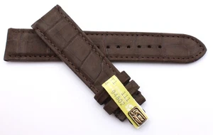 Cinturino orologio Germany 20 mm vero coccodrillo Louisiana ALLIGATOR nabuk pelle grezza marrone 20/18 - Foto 1 di 3