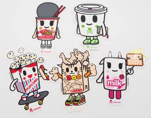 Tokidoki FOOD FRIENDS BESTIES Snacks Moofia, Matcha, Ramen Sticker Lot of 5 New - Picture 1 of 7
