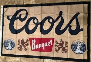 COORS BANQUET BEER 3x5 FT. FLAG BANNER MANCAVE COORS LIGHT BAR GARAGE COLORADO - Picture 1 of 3