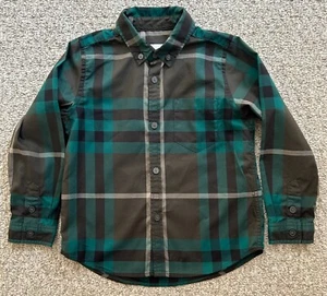 Burberry Boy's Plaid Button Front Shirt Green Gray Size 4 - Picture 1 of 4