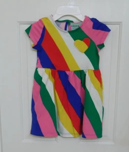 NWT Mini Boden Bright Stripes Heart Pocket Dress sz 2-3 3-4 4-5 5-6 6-7 7-8 - Picture 1 of 1