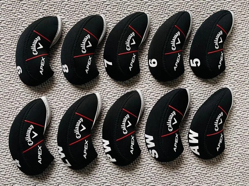 10Pcs Callaway APEX Club Golf Iron Head Covers Neoprene Black - Image 1 of 1