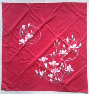 Vintage Furoshiki Wrapping Cloth Scarf Lily Flower Traditional Fabric Japan - Picture 1 of 7