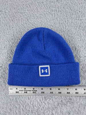 Under Armour Beanie Toque Youth One Size Blue Knit 100% Acrylic Logo Ski Outdoor - Image 1 of 4