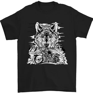 Motorbike Wolf Biker Motorcycle motorbike Mens T-Shirt 100% Cotton - Picture 1 of 100