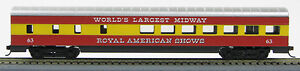 HO 72 Ft Pass. Dining Car, RTR Royal American Shows (Red/Yellow) (1-1008)