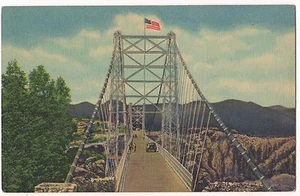 Vista HÄNGEBRÜCKE KÖNIGLICHE SCHLUCHT Fluss Kanonstadt COLORADO LEINEN Postkarte CO - Bild 1 von 2