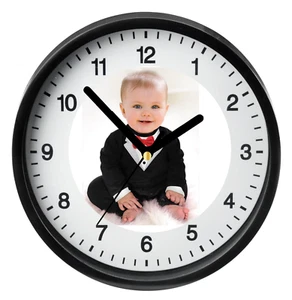 Custom Photo Clock Personalised Logo Wall Art Gift Bedroom Kids Birthday Present - Picture 1 of 3