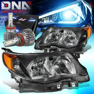 FOR 2009-2013 SUBARU FORESTER PAIR OE HEADLIGHT W/LED KIT SLIM STYLE BLACK/AMBER - Picture 1 of 12
