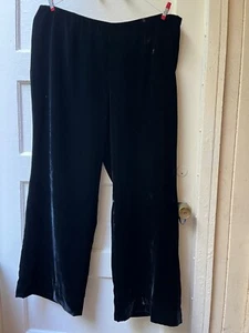 Liz Claiborne Black Velvet Wide‑Leg Pants 16W – High Waist, Side Zip, Luxe Soft - Picture 1 of 6