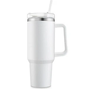 Thermobecher mit Strohhalm und Henkel, 1200ml 40oz Kaffeebecher To Go mit Deckel - Bild 1 von 12