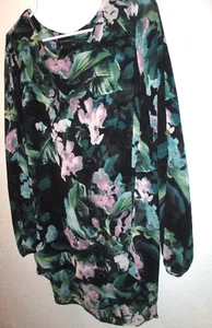 Investments Womens Multicolor Floral Long Open Sleeve Blouse Top Size Small - Picture 1 of 6