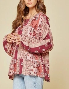 Top da donna Andree by Unit maniche lunghe boho country foro per chiave posteriore arricciato L - Foto 1 di 4