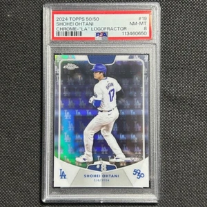 2024 Topps Chrome Shohei Ohtani 50/50 #19 logofrattore /50 SP PSA 8 LA Dodgers - Foto 1 di 3