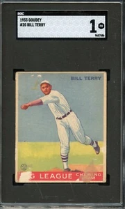 SGC BB - 1933 Goudey - #20 - Bill Terry - SGC 1 - PR - Picture 1 of 2