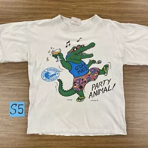 Vintage 80s Herren Small Party Animal Alligator Tee Single Stitch 90s Australia - Bild 1 von 7