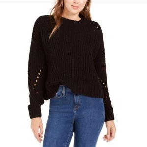 Wynter Women's Pointelle Chenille Sweater Black Size Large NWT - Picture 1 of 2