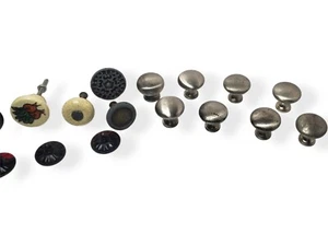 Lot of 16 Vintage Amerock Cabinet Knobs & Pulls Antique Brass Porcelain - Picture 1 of 24