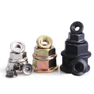 Flanged Hexagonal Serrated Nuts M2-M16 Zinc / Nickel Plated Black Flange Hex Nut - Picture 1 of 14
