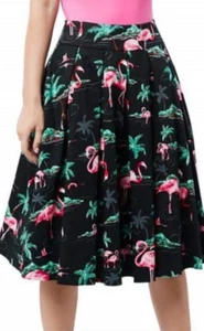 REVISIÓN Falda Negra Palm Beach Flamenco Baile de graduación Línea A TALLA 10 bolsillos - Imagen 1 de 6