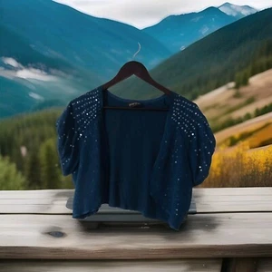 NEW Principles 100% Silk Womens Bolero Caridgan Size 18 Turquoise Sequins Party - Picture 1 of 15