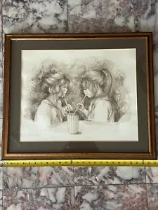 Litografía de batido de niñas a prueba de artista firmada por la artista Mary Vickers - Imagen 1 de 5