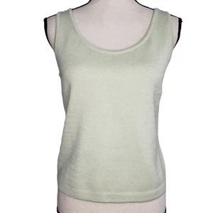 St John Tank Size P Green Sleeveless Santana Knit Top Scoop Neck Small Pullover - Picture 1 of 6