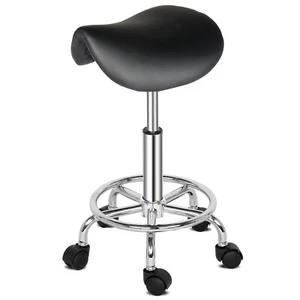 Adjustable Hydraulic Swivel Saddle Stool SPA Salon Massage Bar Chair Black New - Picture 1 of 13