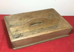 Antique Wood Utensil Caddy, Tray w/ Handle & Finger Joint Corners, Primitive - Picture 1 of 12