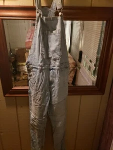 Forever 21 Men's Size Small Denim Carpenter Overalls Zip Fly Stone Washed Blue - Picture 1 of 20