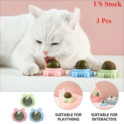 3Pcs Natural Catnip Kitten Mint Balls Safe Healthy Teeth Cleaning Dental Cat Toy - Image 1 of 4