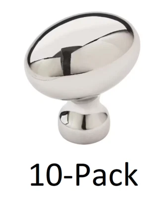 *PAQUETE DE 10* Amerock Allison Valor 1-3/8 pulgadas Perilla de gabinete ovalada cromada pulida Foto 1 de 4