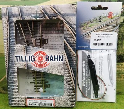 Tillig Spur TT 83324 Weiche EW1 links mit 83532 elektr. Weichenantrieb NEU+OVP! - Bild 1 von 4