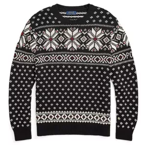 NEW Polo Ralph Lauren Sweater Men Size 2XL Fair Isle Snowflake Cotton-Cashmere - Picture 1 of 7
