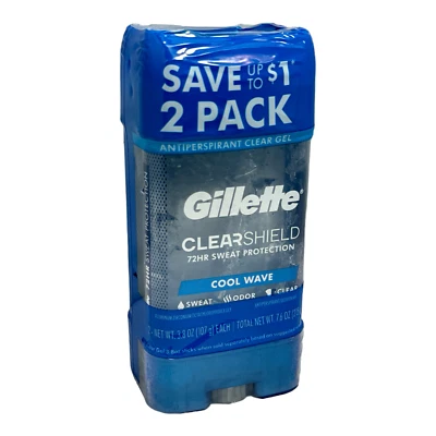2X Antitranspirante Gillette ClearShield 72HR Protección contra el sudor Onda fría 3,8 oz. Foto 1 de 2
