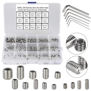 340Pcs M2.5, M3, M4, M5, M6, M8 Metric Hex Socket Head Cup Point Set Screws, All - Picture 1 of 8