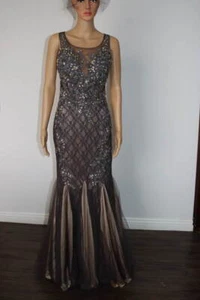 Schönes graues Spitzenkleid Perlen Braut Ball Abendkleid Größe S - Bild 1 von 3