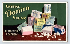 Crystal Domino Sugar 1890s Victorian Trade Card Cubes Boxes 5.5" x 3.5" - Picture 1 of 2