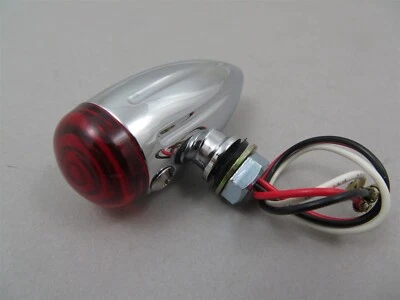 MARCADOR DE LUZ GIRO COLA MINI BALA ROJO DOBLE ELEMENTO LED METAL RANURADO CROMO  Foto 1 de 4