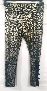 Justice Girl's Size 14L Gold  Leggings in Black New with Tags - Picture 1 of 4