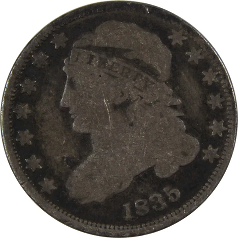 1835 Capped Bust Dime AG About Good 89.24% Silver 10c Coin SKU:I4191 Cover