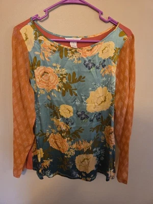 Sundance шелковая рубашка M многоцветный цветочный длинным рукавом поповер офис роскошь богемное - Изображение 1 из 4