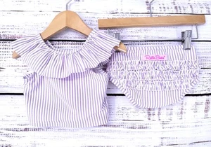 Ruffle Butts Baby Girls Fancy Me Seersucker Tankini Arruffato Lavanda 12-18 Mesi - Foto 1 di 2