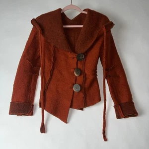 Italienische gefilzte Wollmischung Pullover Jacke mit Kapuze Art Statement Piece M - Bild 1 von 4