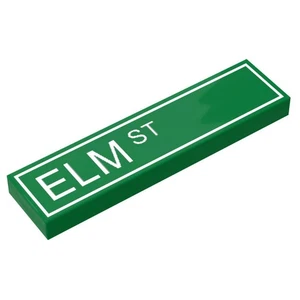 Elm Street Sign made with LEGO part (1x4 Tile) - B3 Customs - Picture 1 of 1