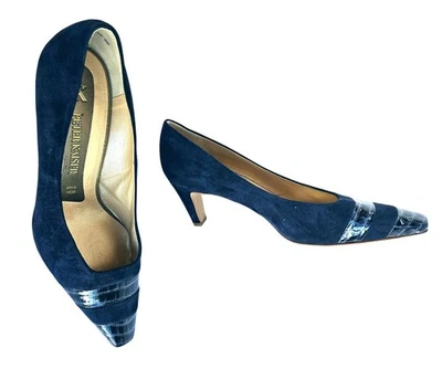 Zapatos de salón vintage Peter Kaiser de gamuza azul marino de cuero nuevos sin etiquetas Alemania EE. UU. para mujer 9,5 Foto 1 de 4